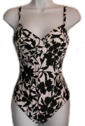 BODY I.D. 1 Piece Floral Black and White Swimsuit - 8