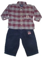 CHEROKEE BABY Plaid Button Front Shirt & NO KIDDING Corduroy Pants - Boys 18 mos