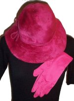 WOOL Fuzzy Felt Fedora Hat & Gloves