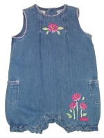 CHEROKEE BABY Denim Jean Short Romper - Girls 3 mos