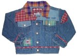 BABY GAP Plaid Patchwork Baseball Themed Jean Jacket - Kids 12/24 mos