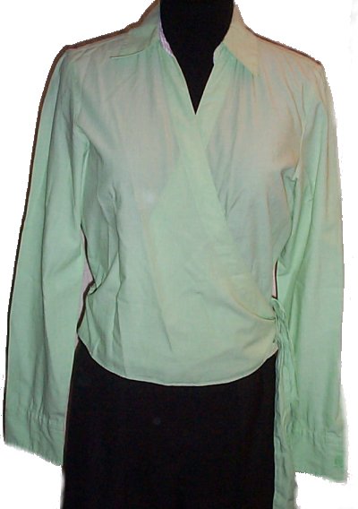 TOMMY HILFIGER Lightweight Cotton Wrap Crossover Blouse - 10