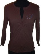 REALITEE Sexy Monogrammed Rhinestoned S Stretch Top - Misses/Jrs Large -NEW