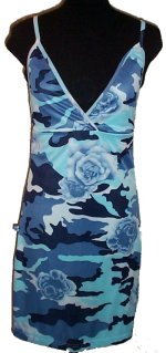 CHEEKY GIRL Blue Camouflage Stretch Dress -Misses/Jrs Large- NEW