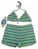 MYSTIC BAY Boy Shorts & String Bikini Top 2 Piece Bikini Swimsuit - Misses/Jrs 9-10 - BRAND NEW!