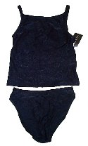 ANNE KLEIN 2 Piece Navy Blue Textured Tankini Bathing Suit - Misses 6 - BRAND NEW!