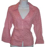 FRENCH CUFF Pink Embroidered Blouse - Size 12