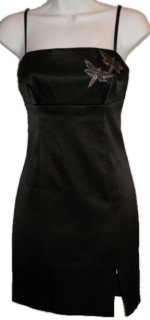 HUGO BUSCATI COLLECTION Black Satin Straight Dress - Misses/Jrs 4 - NEW!