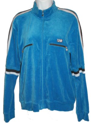 FILA Womens Settanta Royal Blue Velour Sports Jacket - Size XL