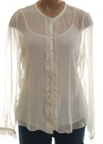 CHARTER CLUB Sheer Ruffled Front Blouse & Camisole Set - Misses 10
