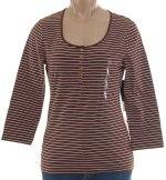 JONES NEW YORK JNY Signature Scoop Neck Henley-Styled Top - Misses Medium - BRAND NEW