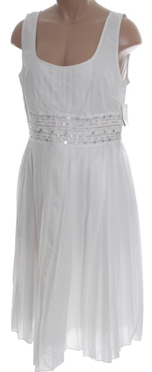 ADRIANNA PAPELL White Sequined Pleated Lined Dress - 12P