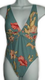 IT FIGURES Blue Floral Print 1 Piece Swimsuit - Size 8