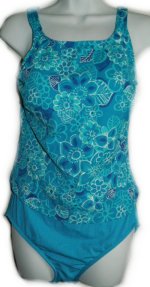 MAXINE of HOLLYWOOD Blue Floral Faux Tankini 1 Piece Swimsuit - Misses 12 - BRAND NEW