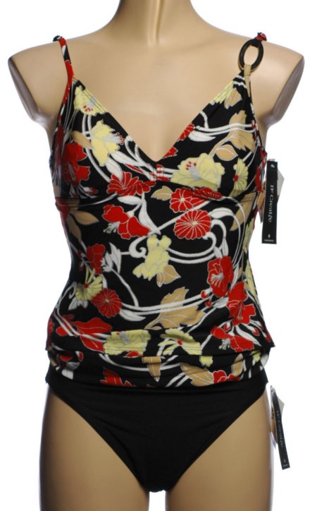 BE CREATIVE 2 Piece Black Floral Tankini Swimsuit - Misses 10 - BRAND NEW!