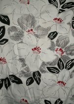CALYPSO Bold Black, White & Red Floral Print Tab Top Curtain Panel