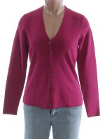 CHARTER CLUB Cassis Berry Fine Knit V-Neck Button Front Cardigan Sweater - Misses S - BRAND NEW