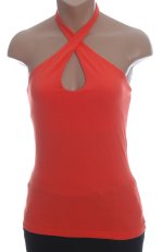 MODA INTERNATIONAL Beautiful Orange Bra Halter Knit Top - Misses/Jrs XS - NEW