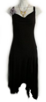 ALYN PAIGE Black Knit Asymmetrical Ruffled Bottom Dress - Juniors Small - NEW