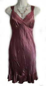 STUDIO Y Satin & Lace Ruffled Chemise Slip Dress - Juniors 3/4