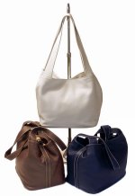 "Chiara" Italian Tucano Leather Tote Handbag - Blue, Brown or White Pebbled Leather