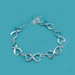 Sterling Silver 925 Double Hearts Link Bracelet - 6.5" - 8"