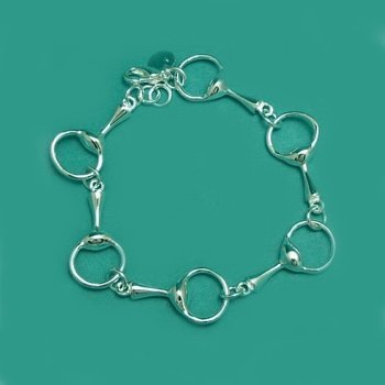 Sterling Silver 925 Horsebit-Like Link Bracelet - 7.5" - 8"