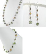 Sterling Silver 925 & Smoky Quartz, Swarovski Crystals Necklace, Bracelet & Earrings Set