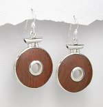 Sterling Silver 925 & Wood Dangle Earrings