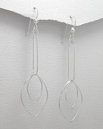 Sterling Silver 925 Ovals & Pointed Ovals Dangle Earrings - FREE SHIP*