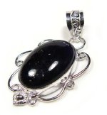 Sterling Silver & Amethyst Stone Pendant - 2"