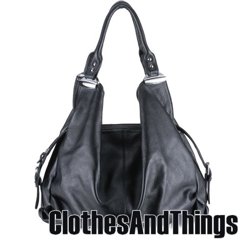 JESSIE Slouch Hobo Handbag - Black Leather
