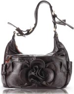 Brown Leather Floral Tote Handbag