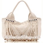 C&T Designer Inspired - Gucci Inspired - Italian Leather Strappy Tote Handbag - Cream Leather