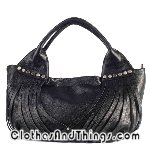 C&T Designer Inspired - Gucci Inspired - Italian Leather Strappy Tote Handbag - Black Leather