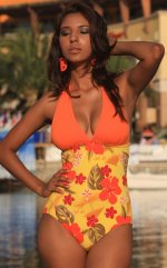 UJENA 1 Pc/One Piece Tropical Floral Print Swimsuit ~ 6-16