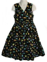 GOTTA B ME Boutique "THE CAT'S MEOW" Bright Cat Print Wrap-Around Dress/Jumper - Girls 5-6