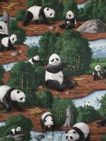 Panda Bears VIP Print by Cranston Cotton Print Fabric - 45" x 29" - NEW