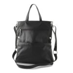 C&T Designer Inspired Italian Leather Dual Carry Tote Handbag - Black Leather